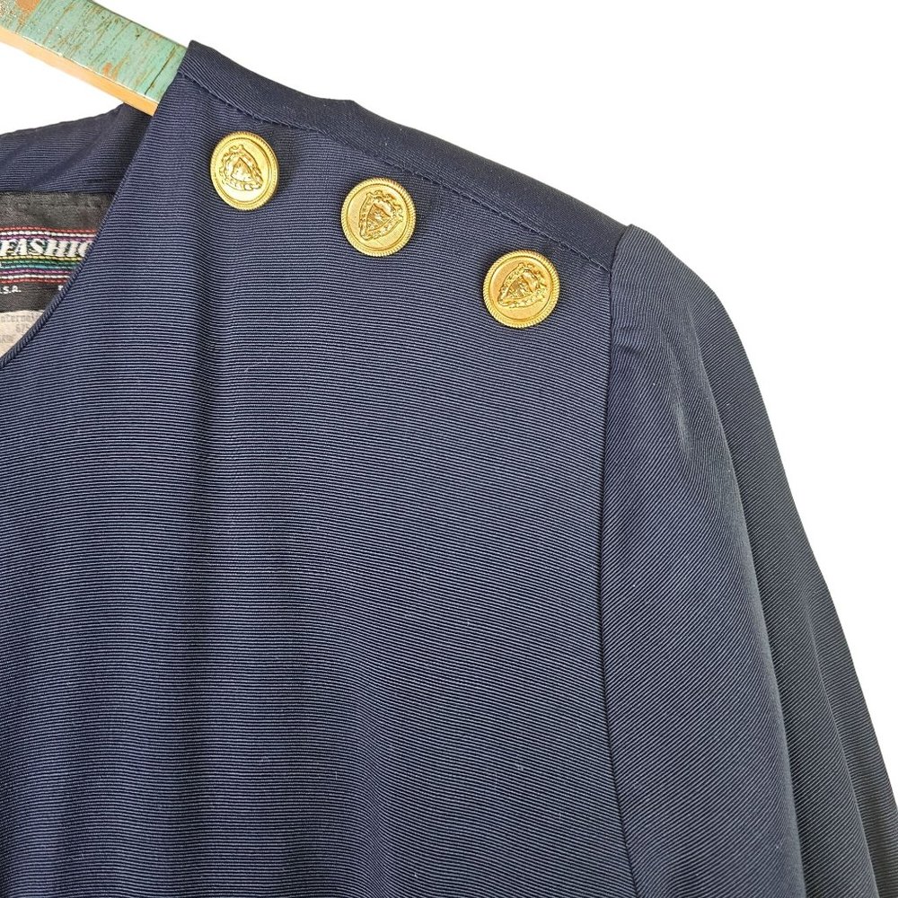 Vintage 90's S.L. Fashions Crested Pocket Button Pleated Drop Waist Dress, 18WP - Picture 6 of 10